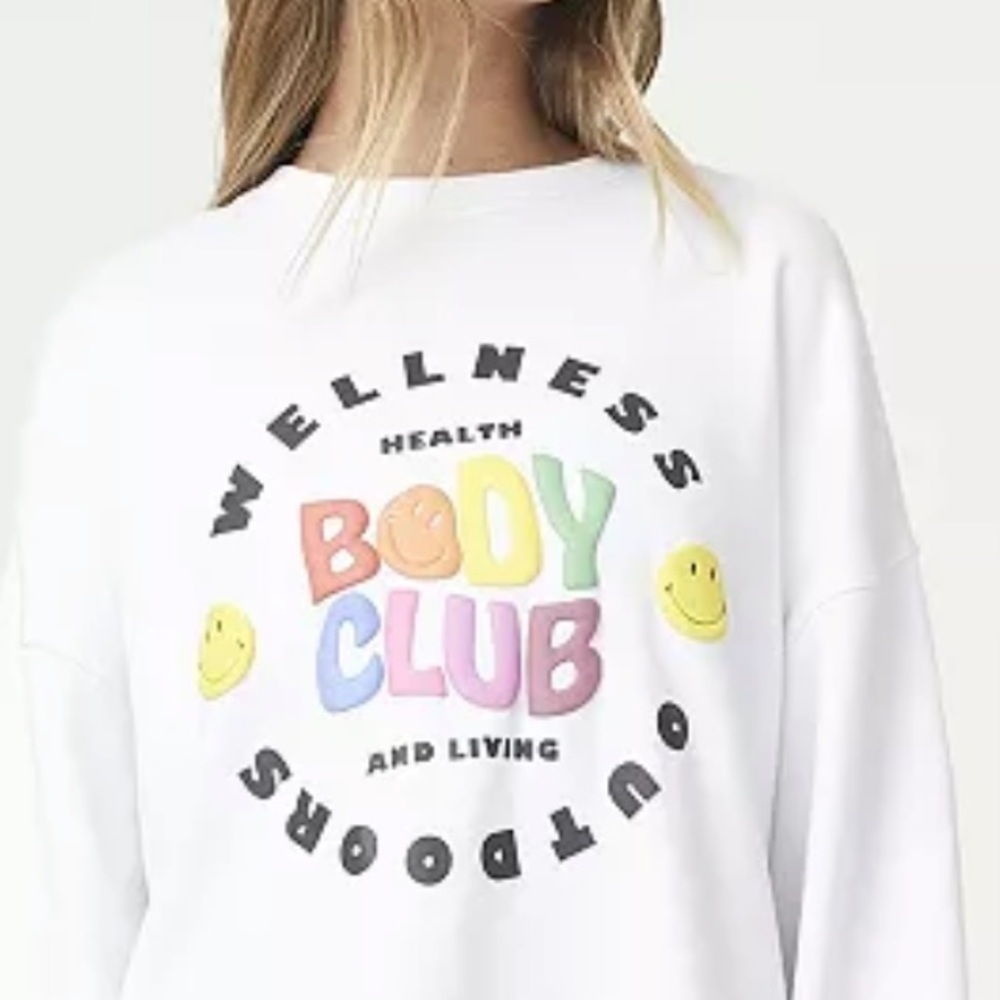 Cotton On Body Women's White Wellness Graphic Crew Neck sweatshirt - Picture 4 of 6